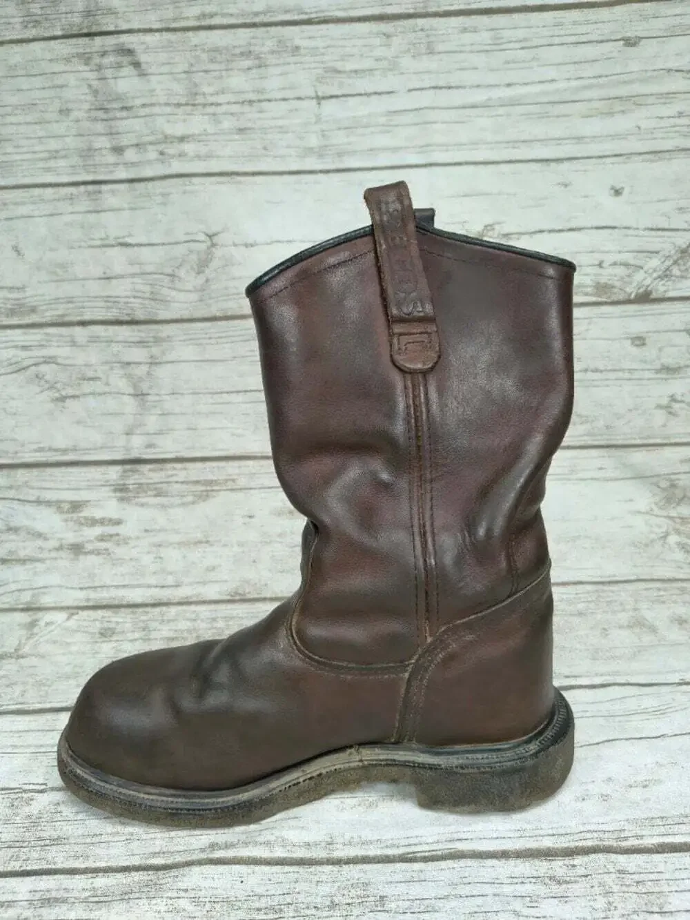 Red Wing Pecos Brown Leather Pull-On Tall Boots Cowboy Western Boots Men Size 8